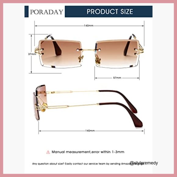 Vintage Rimless Rectangle Sunglasses with UV400 Protection - Picture 7 of 7